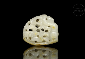 White jade carving, ‘Figure with Flower Pot,’ Qing dynasty