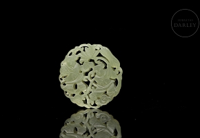 Carved jade medallion ‘Characters’, 20th century