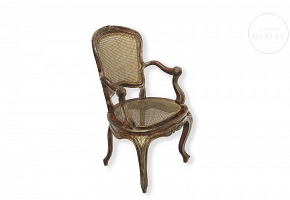 Louis XV style cane armchair, late 19th century