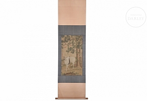 Chinese painting ‘Deer under the pine tree’, signed Shen Quan