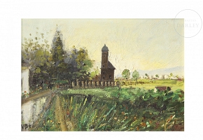 V. Benlloch (20th century) “Landscape with Tower”