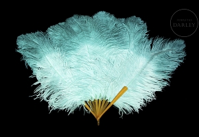 Fan with sky blue feathers, 20th century