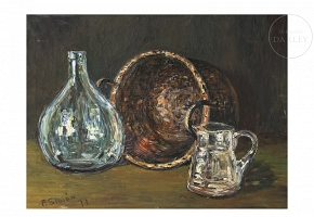 P. Simón （20世纪）《静物：水罐与花瓶》，1971年P. Simón
