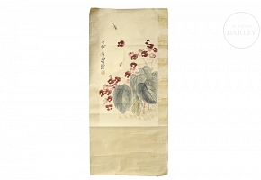 Chinese painting ‘Flowers and Dragonflies’, 20th century