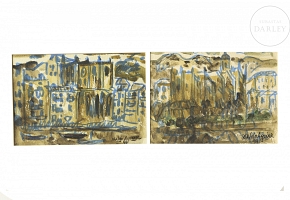Waldo Aguiar y Carmona (1930–2000) “Pair of Landscapes,” 1994