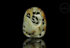 Carved jade pendant ‘Bird with branches’, Qing dynasty
