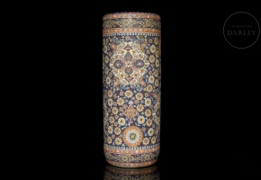 Glazed ceramic umbrella stand ‘Flowers’, 20th century