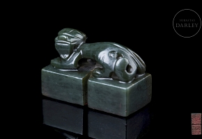 Doble sello de jade verde espinaca