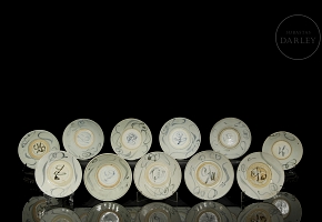 Set of eleven glazed ceramic plates, Ming dynasty