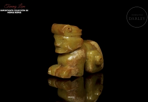 Yellow jade zoomorphic figure, Shang dynasty