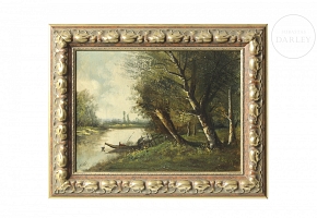 Louis Henry (active 1894) ‘Landscape by the River’