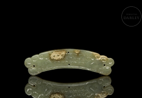 Carved jade plaque ‘Dragons’, Han style