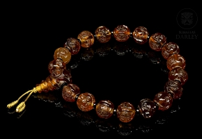 Pulsera de cuentas de ambar, dinastía Qing