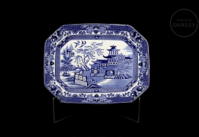 柳树纹托盘，伯利瓷器，十九世纪