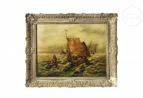F. Claiton (19th century) ‘Seascape in Storm’