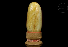 Carved jade stone “Landscape and Poem,” Qing dynasty