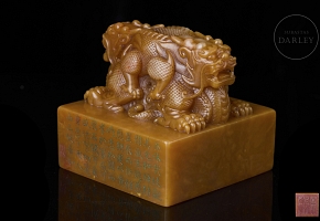 Large Shoushan seal ‘Double Dragon’, Qing dynasty
