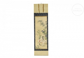 Chinese painting ‘Hens with Chicks’, 20th century