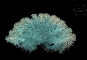 Feather fan with black ribs, 20th century