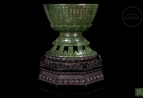 Cuenco ritual de jade verde espinaca