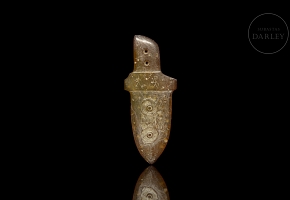 Pequeño puñal de jade tallado, cultura Liangzhu