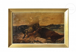 19th-20th Century Spanish School “Toros de Bergel”