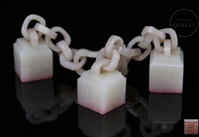 Set of three white Hetian jade seals, Qing dynasty