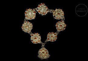 Embossed metal belt with set stones, 20th century