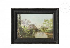 19th century French school ‘House by the River’ 1896