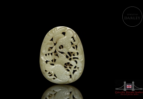 Jade plaque ‘Herons and lotuses’, Qing dynasty