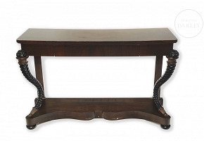 Carved wood console table, Empire style, 20th century