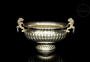 Mexican silver centerpiece with leonine handles, Tane, 20th century