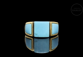 Anillo oro amarillo 18k y turquesa