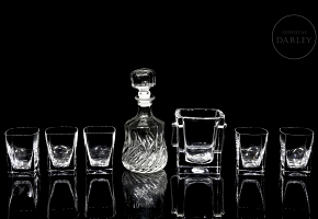 Juego para licor con cubitera y cinco vasos, s.XX