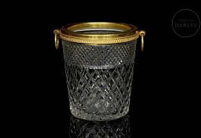 Hielera francesa de cristal tallado, s.XX