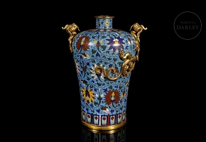 Bronze Meiping Vase with Cloisonné Enamel “Dragons,” Qing Dynasty