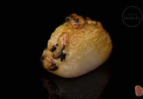 Hetian white jade seal ‘Dragons among clouds’, Qing dynasty