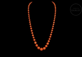 Red coral bead necklace