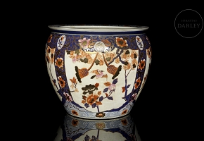 Chinese glazed porcelain fishbowl, “Flowers and Birds,” 20th century