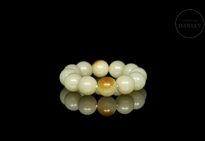 Pulsera de doce cuentas de jade blanco, dinastía Qing