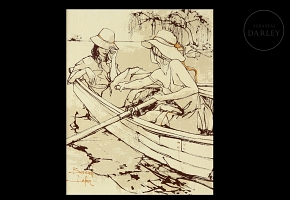 Bernard Dufour (20th-21st century) ‘Ladies in a Boat’