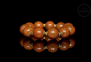 Pulsera de cuentas de ágata Nanhong, dinastía Qing