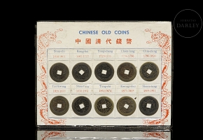 Set of ten old Chinese coins, Qing dynasty