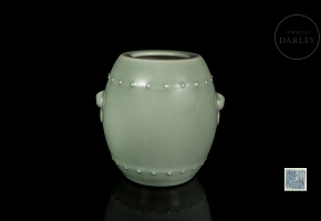 Porcelain “Guan” vase with celadon glaze, with Qianlong mark
