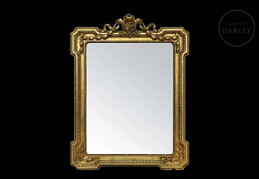 Espejo con marco de madera dorada, s.XX