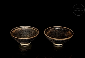 Pair of stoneware glazed bowls, Song style