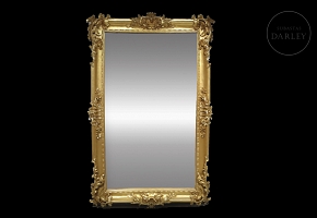 Espejo de madera dorada de estilo barroco, s.XX