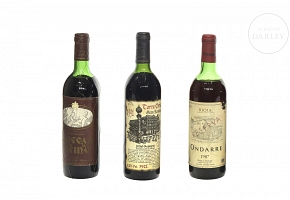 Three bottles of Spanish red wine