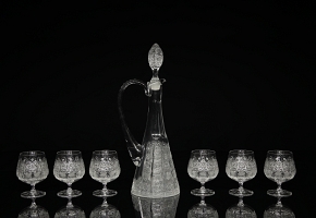 Set of glassware with jug and six glasses, 20th century