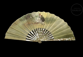 Fan “Gallant Scene,” signed by Luis Mariano (1914–1970)